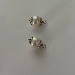 Authentic Pandora Retired White Pearl Earrings